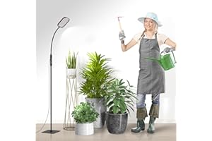 Mojimdo 336 LEDs Pflanzenlampe mit höhenverstellbarer Stange, 24W Vollspektrum Pflanzenlicht mit Timer, 5 Helligkeitsstufen, 3 Höhenstufen, 360° Schwanenhals, Pflanzenleuchte für Zimmerpflanzen