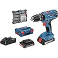 Bosch Professional 18V System Trapano avvitatore con percussione a batteria GSB 18V-21 (incl. 2 batterie da 2,0 Ah, set di ac