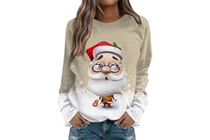 Saymany Weihnachts Sweatshirt Damen Weihnachtspullover Lustig Basic Rundhals Langarmshirt Pullover Casual Lose Sweatshirt Damen mit Weihnachtsmotiv Xmas Pullover Weihnachtspulli Teenager Mädchen