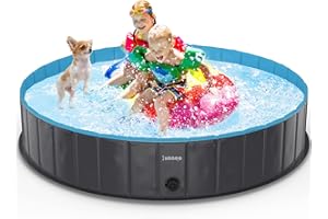 lunaoo Hundepool fur Große Hunde - Faltbare Schwimmbecken Hundebadewanne Hund Planschbecken für Kinder und Hunde, Tragbar & Eco-Friendly PVC Hunde Pool 80cm / 120cm / 160cm