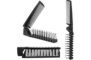 SALBSEVER 3pcs Folding Comb Travel Foldable Brush Comb Portable Hair Brush, Pocket Hair Brush for Men, Double Headed Hair Brush Hairdressing Tools Plastic Folding Comb Anti-Static Hair Comb Mini Pocket Comb