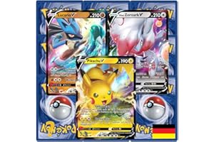 CARDICUNO 10 Pokemon Karten wie EIN Booster inkl. Pokemon V & Stern Karte (Normale Karten Größe 6,3 x 8,8cm, zufällig ausgewählt) - Deutsch