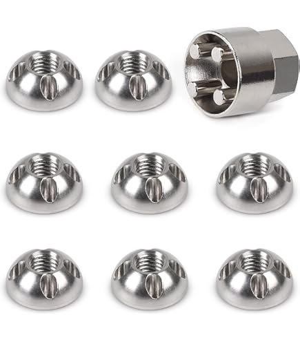 Roestvrijstalen anti-diefstal moeren M6 M8 M10 M12 V2A diefstalremmende veiligheidsmoer V2A moerenslot diefstalbeveiliging 4-GATS (M8, 8 moeren 1 slot