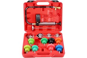 KATSU TOOLS KATSU 14-Piece Car Radiator Cooling System Pressure Tester Kit with Hand Vacuum Pump, Water Tank Leak Detector for Cars Trucks SUVs 450811