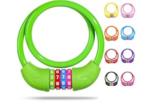 SPGOOD Lucchetto per bicicletta con numeri per bambini (10 x 650 mm), combinazione di codice antifurto, lucchetto a combinazione per bicicletta per ragazze e ragazzi, accessori per bicicletta(Verde)