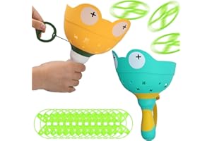 Volumoon 2pcs Giocattolo Lanciatore Di Dischi Volanti, con 12 Disco Volanti, Gioco Dell'Elica Giocattolo, Giochi Da Giardino per Bambini, Giochi All'Aperto per Bambini, Regali per Ragazzi Ragazze