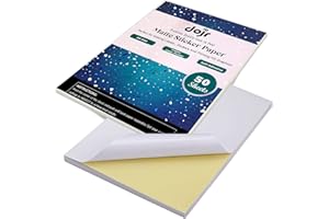 DOJR Sticker Paper for Printer A4 - Pack of 50 Printable Sticker Paper for Arts & Crafts Drawing & Photos- Self Adhesive Labels Paper for Inkjet & Laser Printer (A4-50 Matte)