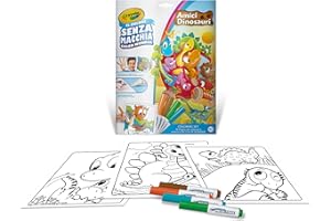 CRAYOLA - Color Wonder, Coloring Set con 18 Pagine da colorare e 4 Pennarelli Senza Macchia, soggetto Dinosauri, Attività Creativa per Bambini, età 3,4,5 Anni, cod. 25-2910
