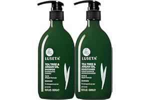 LUSETA Tea Tree Shampoo and Conditioner Set for Dandruff and Dry Itchy Scalp, for Oily Hair and for Greasy Hair, Clarifying shampoo with Argan Oil Helps Promote Hair Growth 2 x 500ml