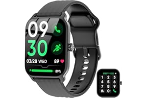 IOWODO Reloj Inteligente Hombre Mujer con Llamadas Bluetooth, Whatsapp Mensajes SMS, Notificación, SpO2 Pulsómetro Sueño Podómetro,100 Modos Deportivos, 1.85" para iOS Android Teléfono (Negro)
