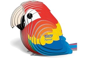 EUGY 650023 Papagei, 3D Tier-Puzzle für Kinder und Erwachsene zum Zusammenbauen, DIY Tierfigur, Bastelset ab 6 Jahren