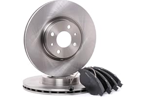 RIDEX Kit de discos de freno y pastillas 3405B0153 Eje delantero sin tornillos ventilado compatible con MERCEDES-BENZ Clase A W176, FIAT 500 312 BRAVO II 198 QUBO 225 STILO 192 Doblo Familiar 119, 223