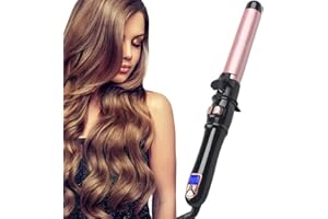 Automatischer Lockenstab, Aibeau Rotierender Lockenstab 28mm lockenstäbe Mit Temperatureinstellung, Automatic Rotating Hair Curler Wand für Sofortige Hitze und Schnelles Styling (Gold)