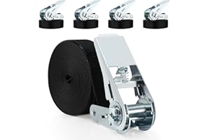 Tapvai 5er Set Spanngurte mit Ratsche, Verstellbare Zurrgurte mit Klemmschloss, belastbar bis 1000 kg, Enorm Robuste Zurrgurte Geeignet für Feste Ladung, Auto, Motorrad, Gepäckpakete (2.5 cm x 6 m)