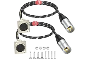 J&D XLR-kabel Typ D, XLR Hane till Hona Ljudkabel med Nylonfläta, Lödfri Pass Through-kontakt för Stage Box, Patchpanel, Pane