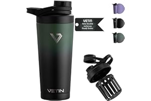 VETIN Thermo Protein Shaker 750 ml, Edelstahl Becher mit doppelwandiger Isolierung, Auslaufsicherer Eiweiß Shaker für Sport & Fitness