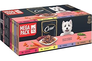 Cesar Selektion in Sauce Premium Hunde Nassfutter im Portionsbeutel 4 Varietäten 40x100g