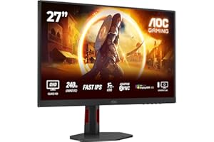 AOC Gaming Q27G4ZR - Monitor Quad HD da 27 pollici, 240 Hz, 1 ms, compensazione G-Sync, HDR400 2560 x 1440, 2x HDMI 2.0, DisplayPort 1.4 nero-rosso, 27 Inch QHD Fast IPS, 260 Hz
