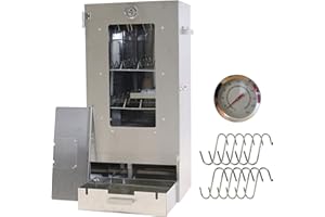 EUROCATCH Fumoir à disque - Hauteur 80,5cm - Poisson et viande - Bois/gaz/électrique - Durable - Avec fenêtre de visualisation - Avec thermomètre, crochet de fumée grille de pêche