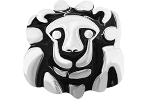Andante-Stones Perlina Bead in Argento 925 Testa di Leone Elemento Pallina per Perline European Beads + Sacchetto di Organza