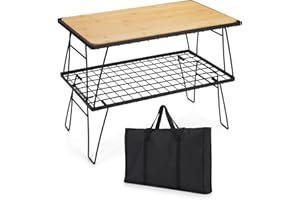 ‎BAM BOO BOX BAM BOO BOX - Campingtisch mit Bambus Tischplatte, Klapptisch faltbar, Campingtisch klappbar, Tapeziertisch, Camping Tisch, Klapptisch Balkon, Multifunktionstisch, Campingtische, Esstisch