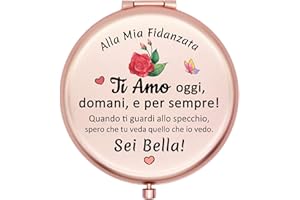 FCZIVA Fidanzata Specchi Compatti Regalo di Natale di Compleanno Mio Sweethart Viaggio Specchio Portatile Pieghevole Citazione D'amore Incisa Rotondo Trucco Specchio Donne San Valentino Ricordo Ispiratore