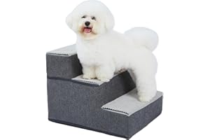 Verla Dog Steps for Bed, 3-Step Folding Ladder for Small Dogs & Cats, High Density Foam Dog Stairs for Couch, Sofa & Bed, Soft & Non-Slip Surface, Help Your Pet Easily Up & Down, Perfect for Christmas