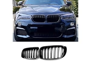 Jinpengyong F25 F26 Griglia Anteriore per BMW X Serie X3 X4 F25 F26 2014 2015 2016 2017 2018 Griglia a Doppia Lamella in ABS Nero Lucido Griglie radiatore (For X3 X4 F25 F26 2014-2018)