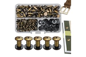 SHSMPXOY 80 Kits Vis Chicago Screws,M5*10mm Vis de Livre,Rivet a Visser de remplacement en métal pour sacs, livres, colliers, sacs à dos, laisses de chien, laisses (Bronze)