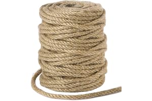 tenn well 5mm Thick Jute Twine String, 30m Natural Jute Garden Rope for Gardening, Cat Scratcher, Gift Wrapping and Crafts Decoration (Brown)