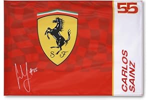 Drapeau de la Scuderia Ferrari Carlos Sainz #55 - Rouge - 90X60 cm