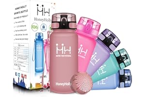 HoneyHolly Botella Agua Niños, 350ml sin BPA, a Prueba de Fugas Tritán, Botella Reutilizable, Botella Agua para Infantil, Escuela, Deportiva | Botella Agua Niños Colegio, con Filtro