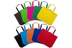 Adwikoso 30 Pcs Party Favors Bags, 10 Colors, 13 x 10.2 Inches Big Size Multifunctional Reusable Non-woven Tote Gift Bags with Handles for Birthday Favors, Shopping Bag, Rainbow party