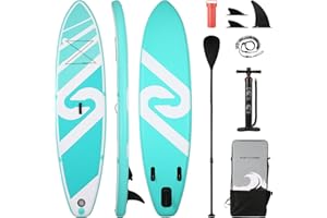 BODIOO Inflatable Paddle Board Stand Up Paddle Board Inflatable Paddleboard SUP Board with Premium Full Accessories 120'x30'x6' for Youth & Adults Have Fun in Oceans, River and Lakes
