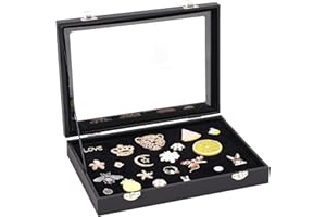 OLYCRAFT 8.23 Pin Display Case Shadow Box Piccolo Ecopelle Pin Collector Ecopelle Pin Display Case Holder Pin Display Case Shadow Rectangle Box Storage Box With Lint
