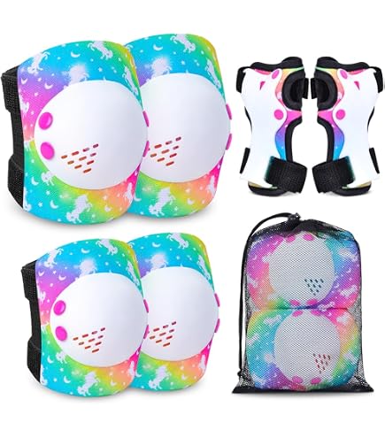 Hudora Lot De 6 Protections Enfant – Genoux, Coudes, Poignets – Rollers, Skate, Scooter – Taille S, Sac Inclus