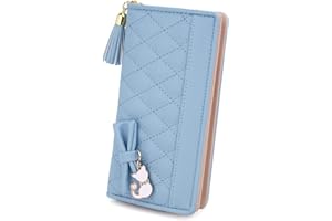 UTO Portafoglio Gatto per Donna Grande capacità con Gatto pendente e Fiocco in Pelle sintetica Adatto per cellulare