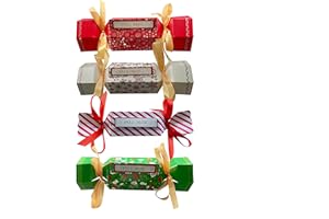 LLUOXI 4PCS Christmas Money Pull Box Money Candy Box for Christmas Party, Creative Cash Gift Cracker with 40 Clear Bags for DIY, Fun Holiday Saving Bank for Kids & Adults, Xmas Party Present