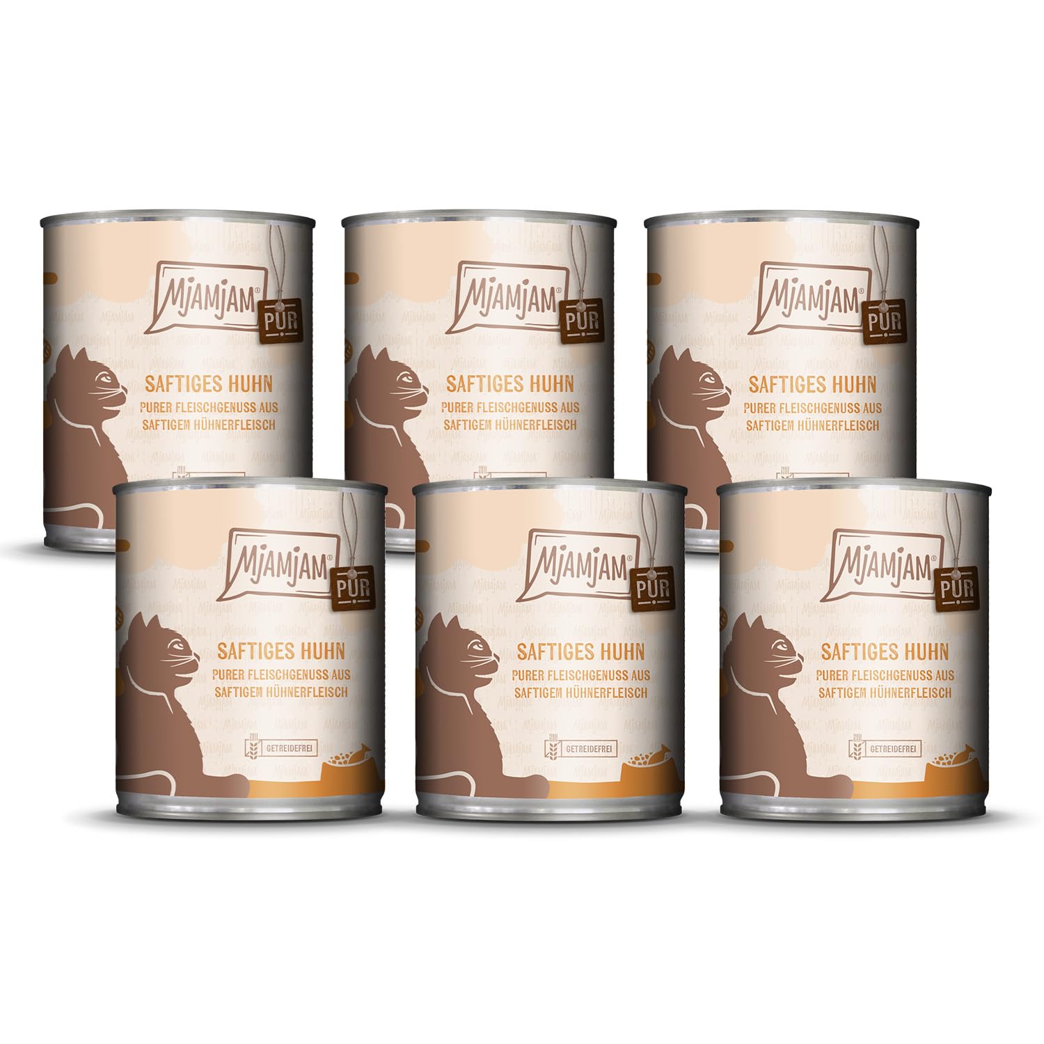 MjAMjAM - comida húmeda premium para gatos - pure meat enjoy - jugoso puré de pollo, pack de 6 (6 x 800 g), sin cereales con extra de carne
