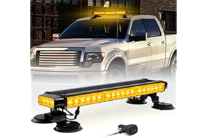 Esoldnic 42 LED Strobe Flashing Light Bar Douible Side High Intensity Amber Strobe Lights 12-24V Emergency Light Bar with Magnetic Mounts for Vehicle Truck Trailer Roof Security