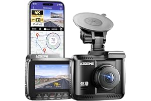 AZDOME Telecamera per Auto 4K GPS WiFi Dash Cam Auto con Super Visione Notturna, WDR, Sensore G, Grandangolo 170°, Registrazione in Loop, 24H Monitoraggio Parcheggi, Rilevatore Movimento(GS63H)