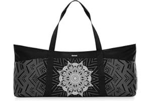 Gonex Borsa Yoga Donna in Tela Extra Large, Borsa da Palestra con Tasca Impermeabile e Cerniera in Metallo, Porta Tappetino e Mattoncini, per Yoga, Pilates, Viaggi