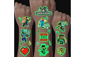 ‎YICOONUO Leuchtende Tattoos für Kinder, 8 Blätter Temporäre Tattoo Set, Tattoos zum Aufkleben, Geburtstag Party Geschenk Dekorationen, Adventskalender Kinder Geschenke