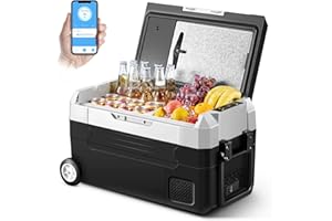 AAOBOSI glaciere a compression,glaciere electrique 35L, glaciere Electrique Voiture pour Le Stockage de Boissons et d'aliments,-20°C - 20°C,12/24V DC et 100/240V AC,avec APP et LED Touch Control.