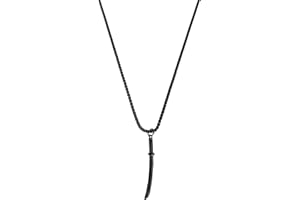 Akitsune Wisiorek Gladius z łańcuszkiem 90 cm, naszyjnik damski, ze stali nierdzewnej, japońska katana, stylowy - srebrny matowy czarny złoty