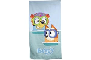 Aymax Bluey barn handduk badhandduk strandhandduk duschhandduk för flickor och pojkar 70 x 140 cm