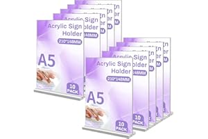 SAGREENY A5 T Soporte de Logotipo de Acrílico, 10 Unidades Transparente Doble Cara Soporte estante de exhibición de plástico de Para Promoción, Menú, Hotel, Oficina,Tienda