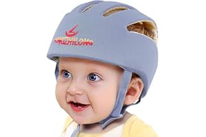 IULONEE Baby Helm Kleinkind Schutzhut Kleinkind Kopfschutz Baumwolle Hut Kleinkind Verstellbarer Schutzhelm (Grau)