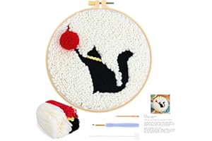 JSRQT Punch Needle Kit Ricamo Starter Kit Gatto con Penna a Punzone Kit di Ricamo per Aghi da Punzonatura Strumento di Ricamo per Principianti Bambini Adulti Kit per Ricamo a Punto Croce Mestiere