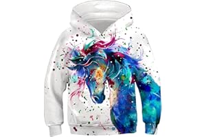 Fanient Kids Teen Girl Boy Hoodies 3D Print Vivid Animal Cartoon Graphic Sweatshirt Pocket Pullover Hoodie for 6-16Y